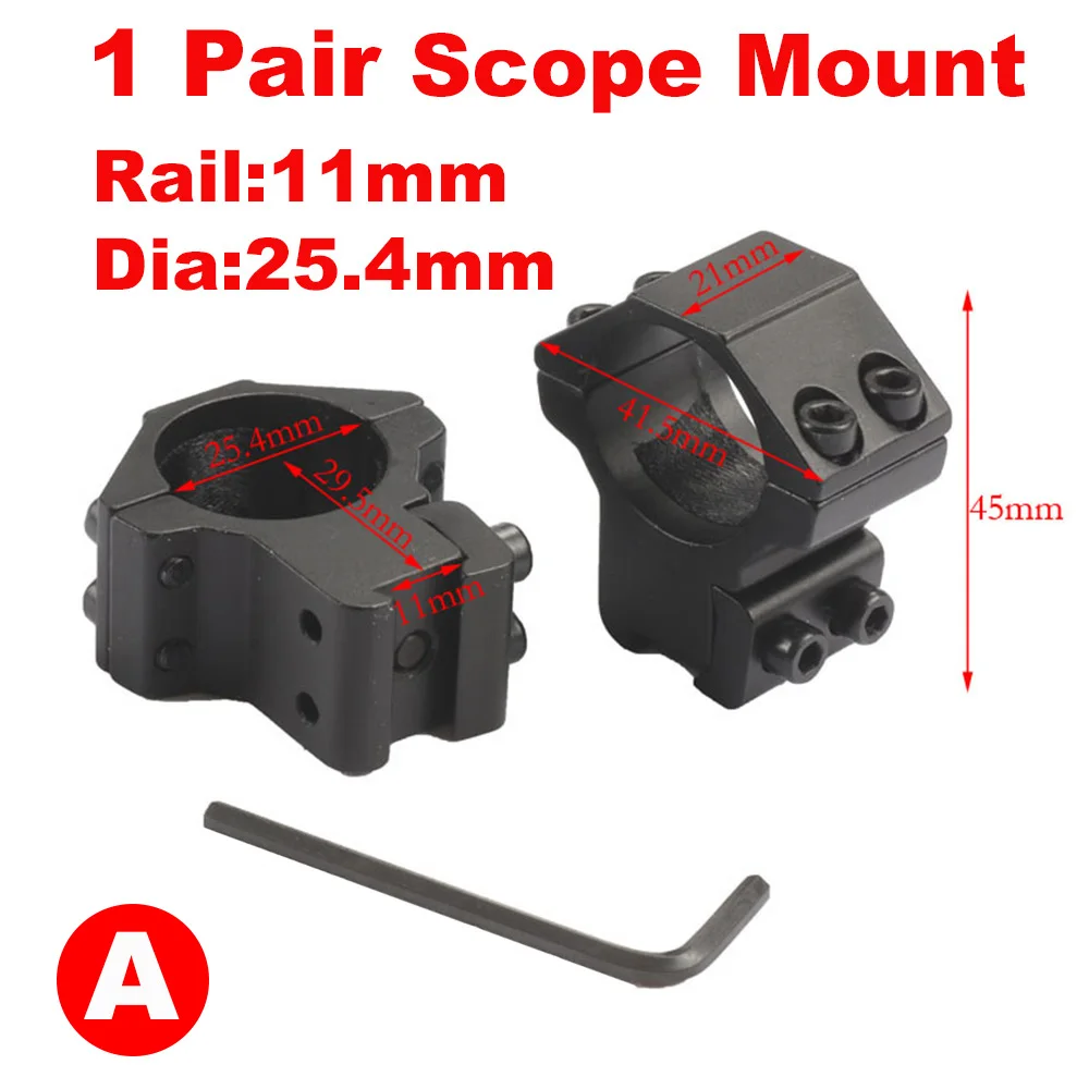 Hunting Riflescope Mount Ring 2PCS 25.4mm / 30mm 11MM Dovetail / 20MM Picatinny Rail High Or Low Air Gun Rifle Scope Mounts