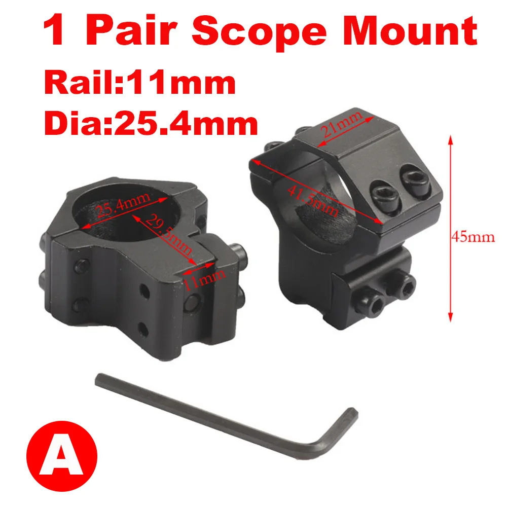1Pair  25.4mm Ring High Profile Mounts for Rifle Scope 11mm Dovetail Rail Mount
