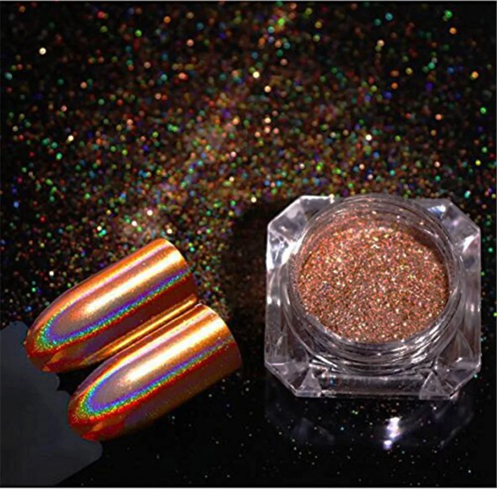 6colors 0.2mm Holographic Glitters Nail Hologram Glitter Dust Powder