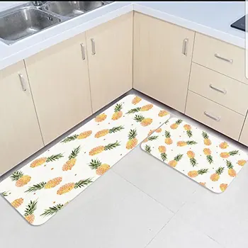 

2 Piece Kitchen Mats and Rugs Set Cute Pineapple Pattern Home Deocr Non Skid Area Runner Doormats Carpet Funny bathroom Door Mat