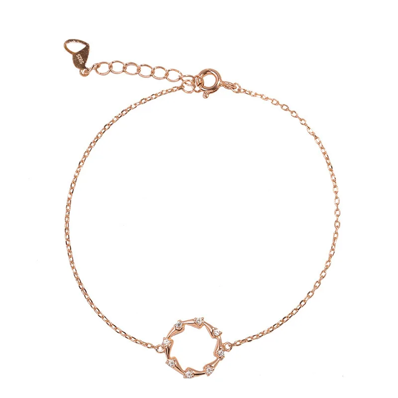 Модные 925 пробы серебряный круглый кристалл браслеты со стразами браслет на руку Для женщин браслет-цепочка Свадебные украшения