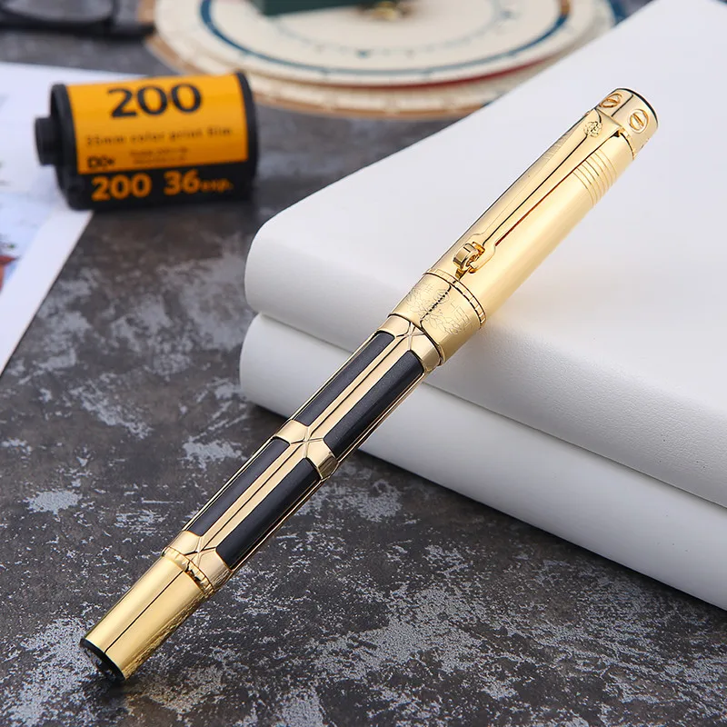 Роскошная 10K перьевая ручка золотого цвета 0,5 мм золото-черный/белый высокого класса бизнес Подарочные ручки с подарочной коробкой офисные принадлежности
