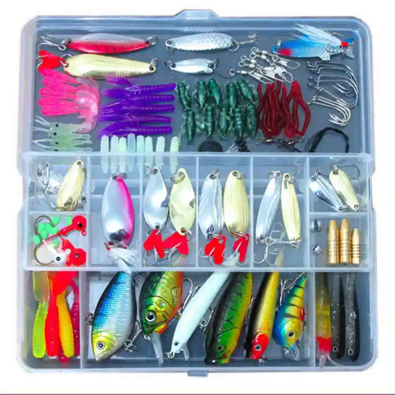 Hot Sell! 134pcs/set plastic fishing lures Kit set with big 2 layer