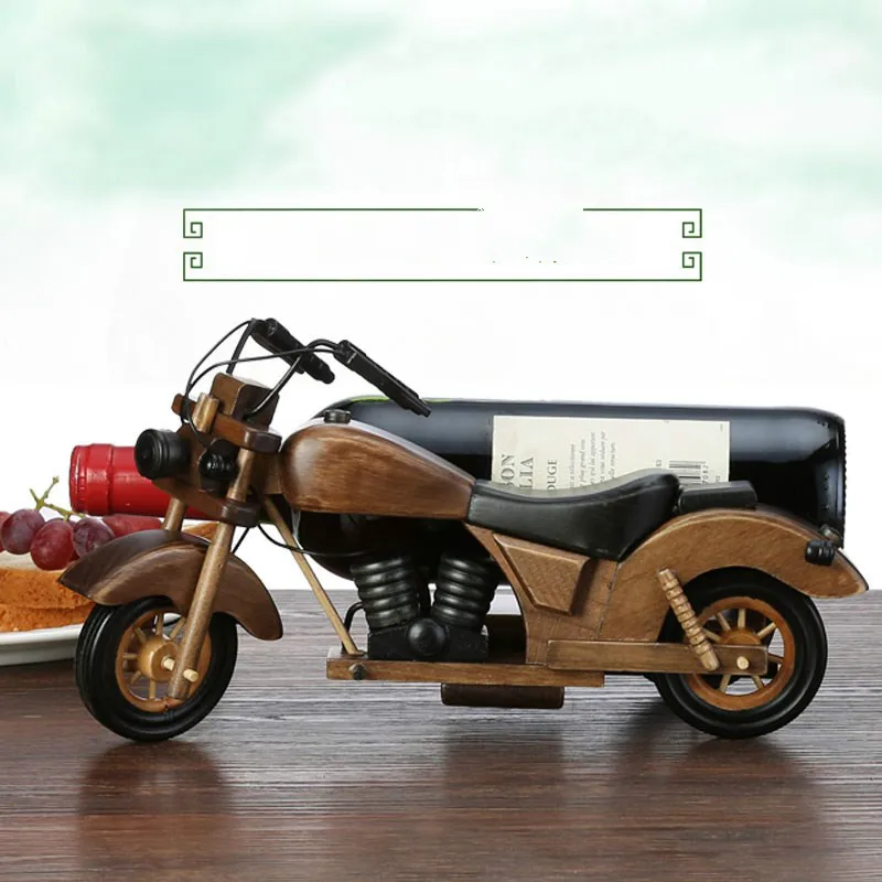 

Motorcycle wooden wine rack decoration solid wood wine bottle holder retro decorative artist personality wine rack WF3041724