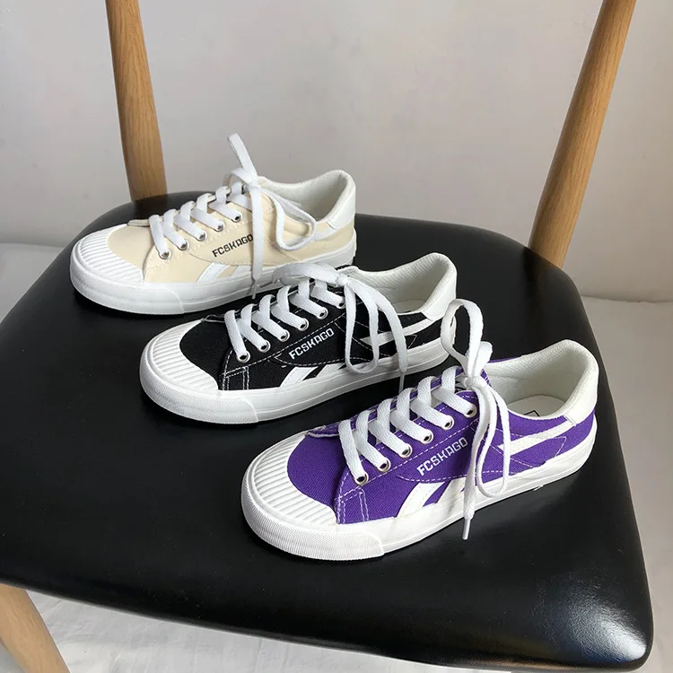 women's fashion casual trend color matching canvas sneakers