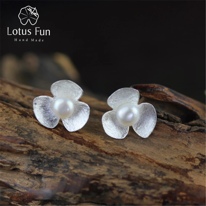 Lotus Fun реальные стерлингового серебра 925 натуральный жемчуг ручной работы Fine Jewelry