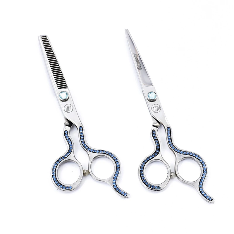 Набор ножниц для волос 6 0 дюймов Синие стразы Профессиональные парикмахерские