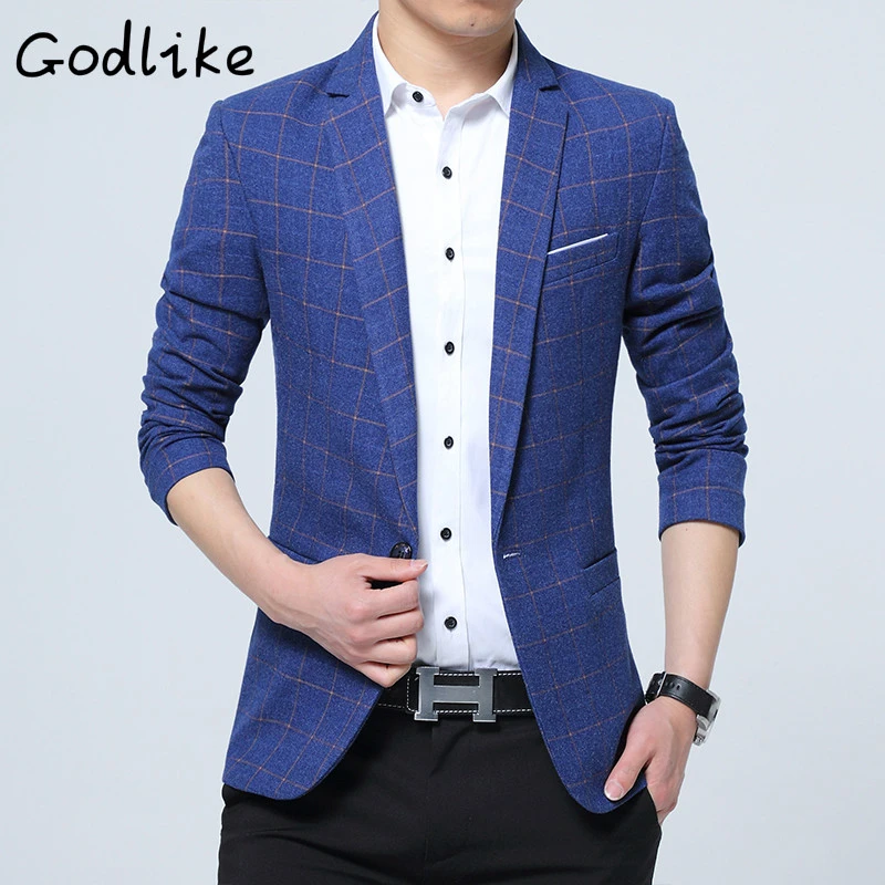 GODLIKE 2018 Nuevo Hombre talla grande moda casual Blazers/los hombres son delgados y trajes a cuadros|chaqueta de - AliExpress