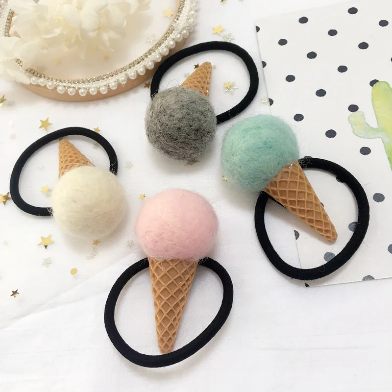 

Korea Handmade Cute Solid Cartoon Ice cream Elastic Hair Bands For Kids Children Girl Head wear Accessories-SWEHRB008C5