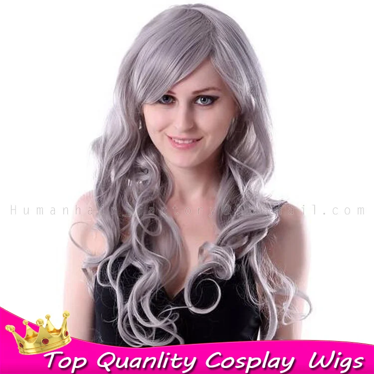 

Fashion Silver Grey Bodywave Synthetic Lace Front Wig Glueless Long Gray Heat Resistant Hair Wigs For Women Silky in stock Wigs