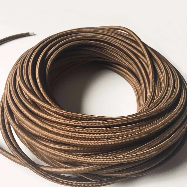 5M 3 Core 0.75mm2 Vintage Lamp Cord Braided Electrical Wire Cloth