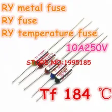 RY 100 шт./лот Micro Термальность предохранитель 10A250V 184 градусы 184 C мини температура предохранитель металлический корпус Термальность среза