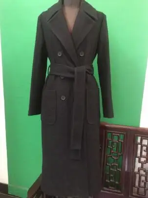 Casaco feminino,, UK, для женщин, плюс размер, осень, зима, Cassic, простое, шерсть, макси, длинное пальто, женский халат, верхняя одежда, manteau femme - Цвет: Черный