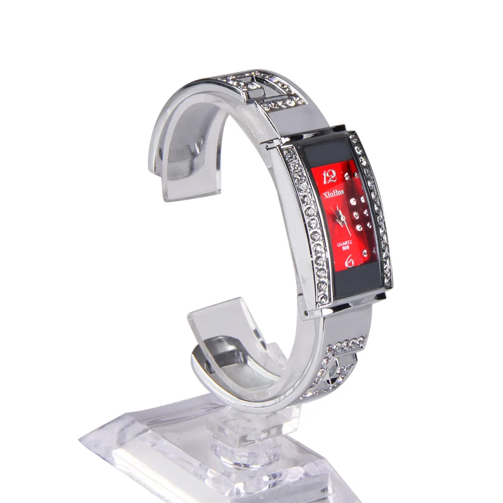 

Lady Bracelet Watch Square Diamond Face Strip Hour Mark with Rectangle Dial Creative Long Case Design