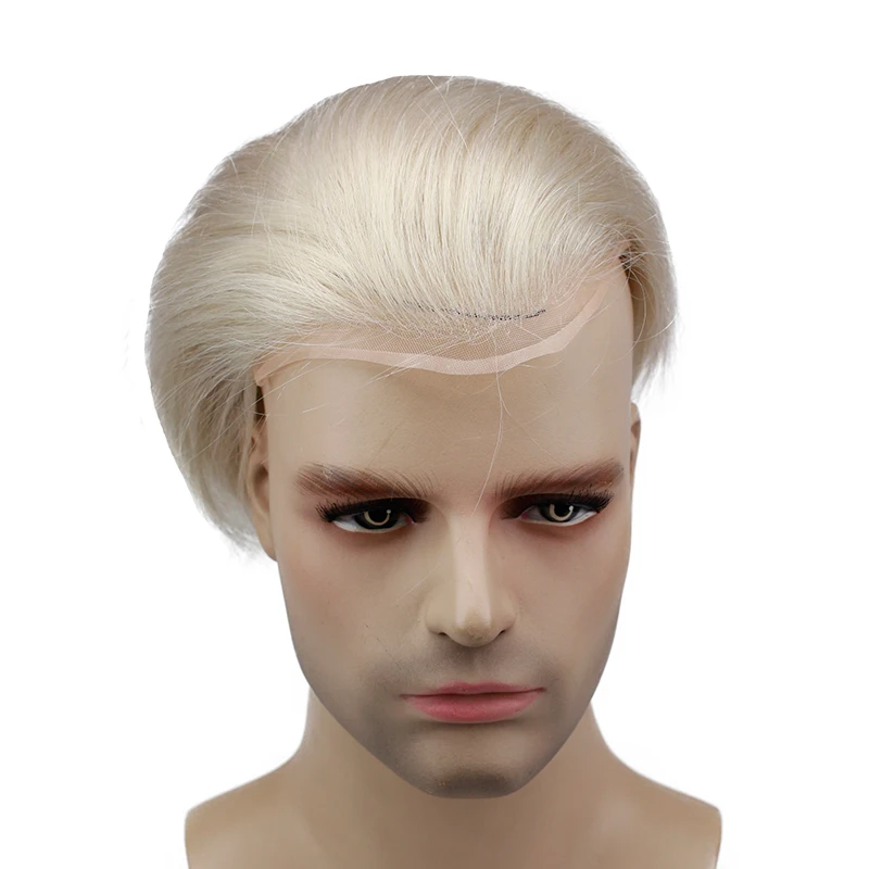 60 Blonde Human Hair Toupee For Men Mono Transparent Lace Toupee With