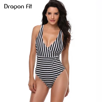 

Dragon Fit Sexy Vintage Striped Bandage One Pieces Push Up Swimsuit Costumi Da Bagno Donna Diving Surfing Brazilian Swimwear