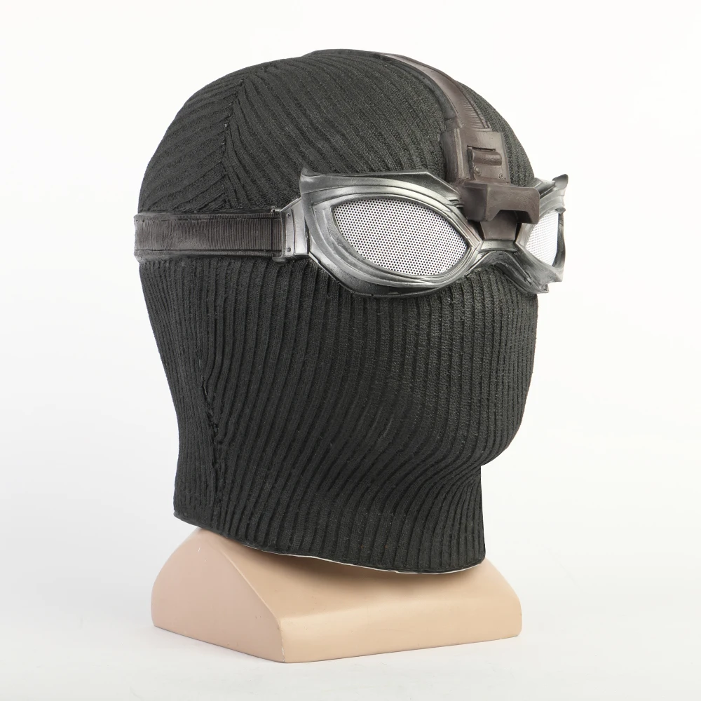 New Spider-Man Far From Home Stealth Suit Mask Latex Cosplay Spiderman Noir Black Mask with Goggles Glasses Halloween Party Prop