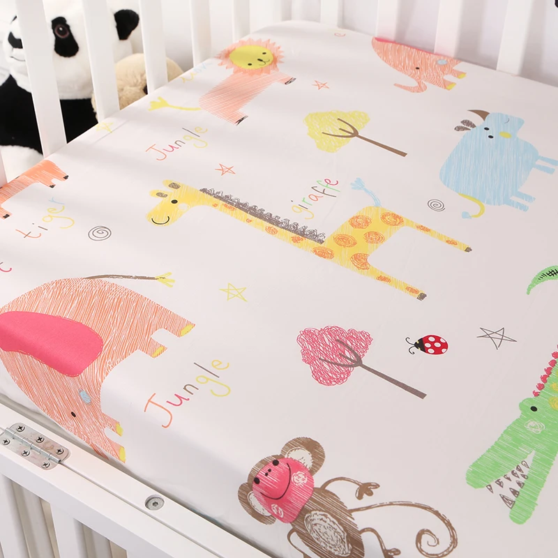 Customize baby kids bed sheet crib mattress cover bedding set cartoon parteen fitted crib sheet for girls boys (3)