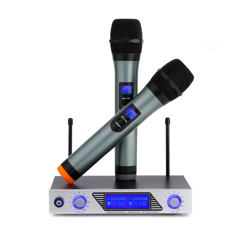 

Wireless Microphone System, Handheld Professional Home KTV Set with Dual Channel Handheld Microphone for Conference, Karaoke