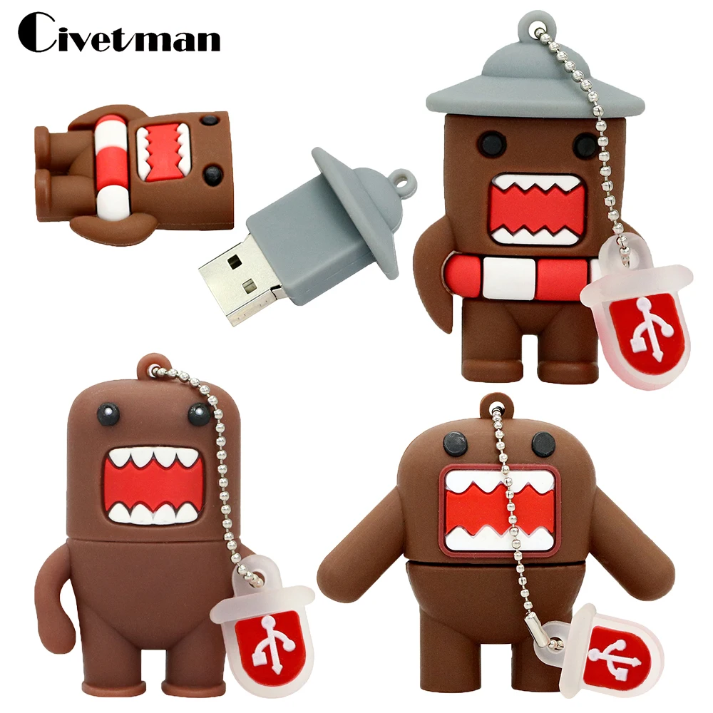 Мультяшный флеш-накопитель 64 ГБ, японский стиль Domo Kun, милый креативный USB флеш-накопитель, 4 ГБ, 8 ГБ, 16 ГБ, 32 ГБ, USB флеш-накопитель