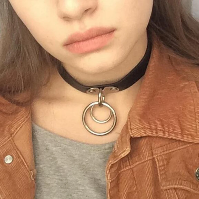 Gothic Punk Style Double Ring Pendant Snap Fastener Pu Leather Choker Collar Chocker Neck For Women Leather Choker Leather Choker Collarchoker Collar Aliexpress Gothic Punk Style Double Ring Pendant Snap Fastener Pu Leather Choker Collar Chocker Neck For Women Leather Choker Leather Choker Collarchoker Collar Aliexpress