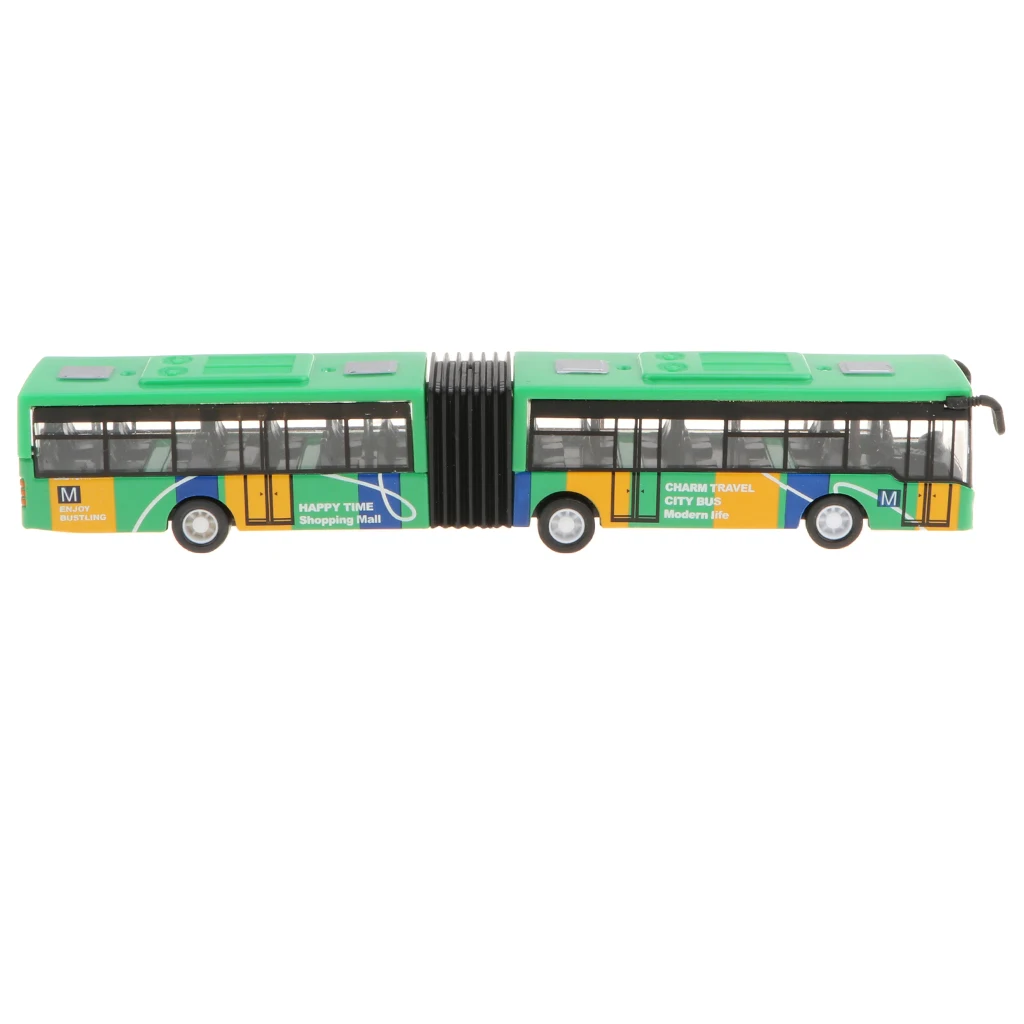 18cm Electric Toy 1/64 Pull Back Bus Car Model for Children - Green Diecast Alloy Tram Bus