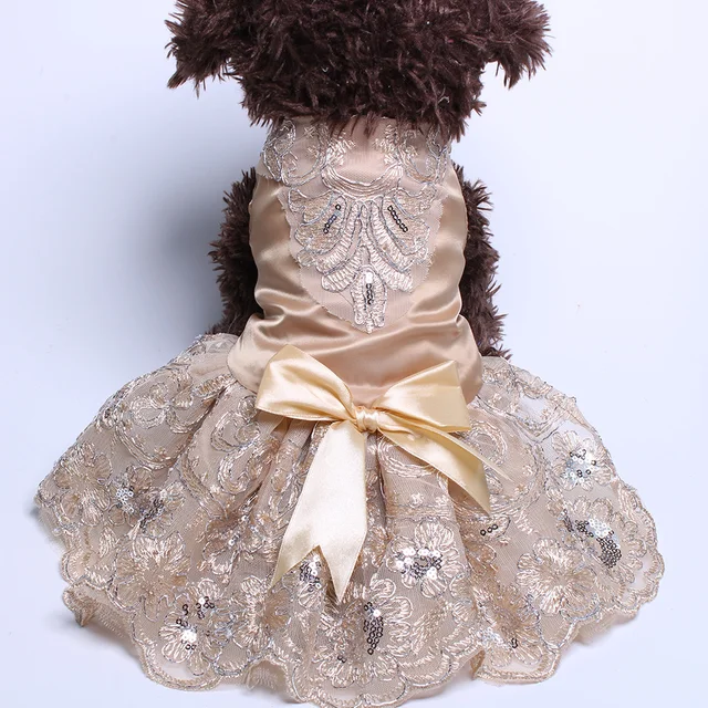 Dog Cat Wedding Dress Tutu Princess Pet puppy Dresses Embroidery&Bow Clothes Apperal 3 colours