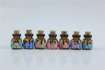 

10pcs/lots 2ml Mini Glass Bottle With Cork Amber Glass Essential Oils Bottles Wish Bottles wedding Gift