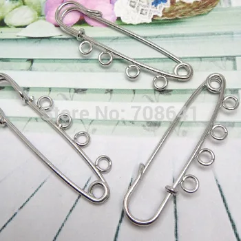 

50x15mm Kilt Pins Blank Base Brooches Clip Pins with 4 Loops Safety-pins DIY Findings Multi-color Plated