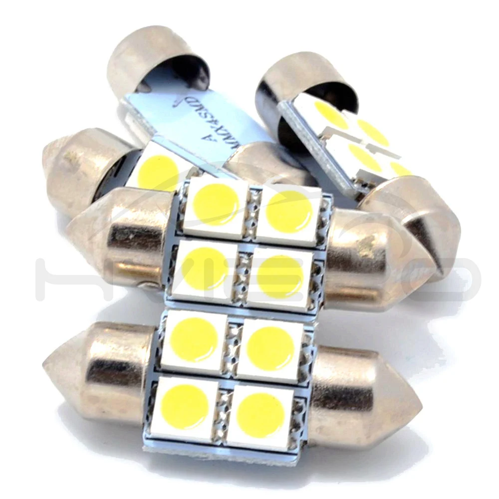 10X белый C5w C10W 31 мм 4smd 5050 DC 12 В Автоматическая внутренняя светодиодная подсветка лампы с двойным острым носком для чтения гирлянда Купол Лицензия лампа