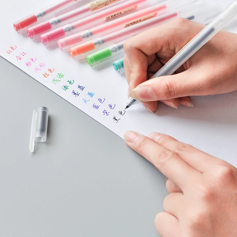 12 цветов/лот 0,5 мм MUJI стиль прозрачный скраб гелевая ручка цветная чернильная ручка нейтральная ручка для школы Студенческая офисная поставка