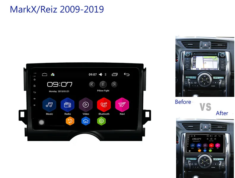 Perfect for Toyota Mark X/Reiz 2009-2019 X130 9 inch car multimedia player for  GPS Navi Head Units android 8.1 2G 32G 1