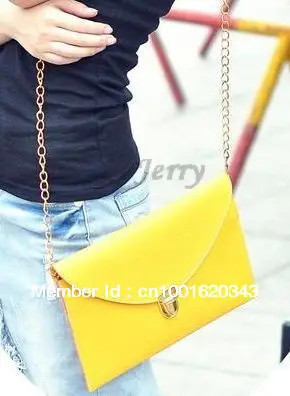 Free Shipping Hot Korea Style Womens Envelope Clutch Chain Purse HandBag Shoulder Bag 10 Colors |