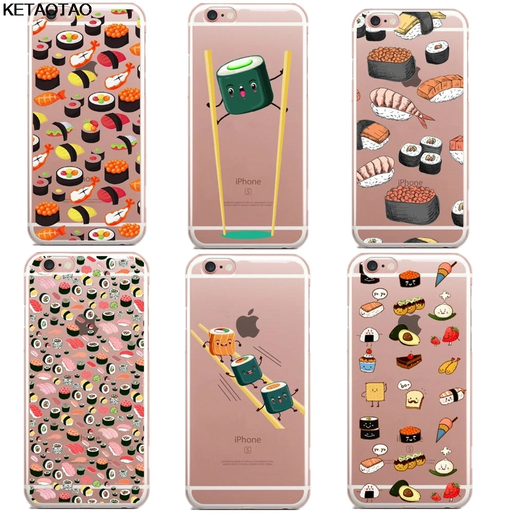 KETAOTAO японские лососевые суши чехлы для телефонов iPhone 4S 5C 5S 6 6S 7 8 Plus XR XS Max чехол