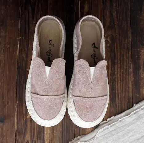 HUIFENGAZURRCS/ г. Летняя новая удобная обувь ручной работы на мягкой подошве женские тонкие туфли из натуральной кожи на плоской подошве 3 цвета - Цвет: Dark pink