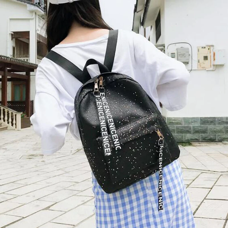 

100pcs/lot Fashion Women Backpacks Female Glitter Sequins Shoulder Backpacks Casual Teenage Girls Zipper Travel School Bags