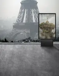 Пользовательские Винил ткань Эйфелева башня карусель Фон фотографии для свадьбы детская фото студия портрет фоны