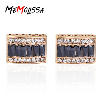 

MeMolissa 3 Pairs Wedding Jewelry Double Row Crystal Design Men's Gold Square CuffLinks Acrylic Shirt Cuff Gifts for Mens