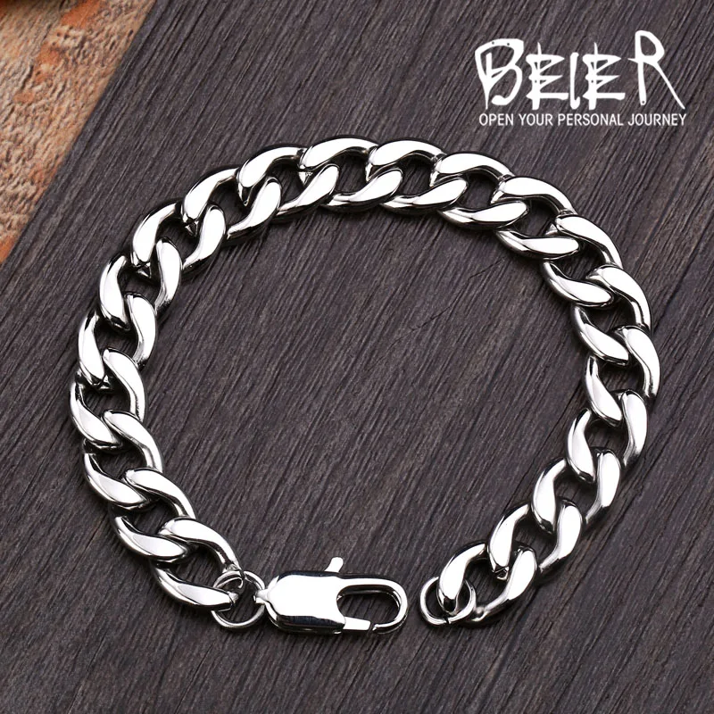 

Beier new store $0.99 welfare arrival 9.5mm wide 316L stainless steel bracelet Machine knitting chain bracelet BR-C007