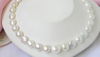 

N1829 NATURAL AAA Big White Baroque Pearl Necklace % Discount AAA