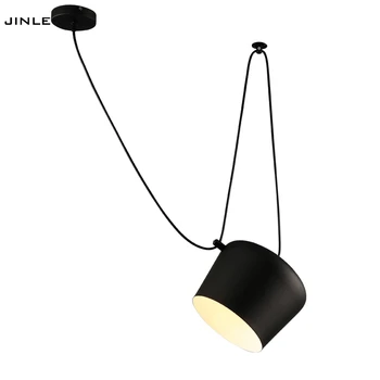 

Modern simple LED creative pendant lamp restaurant cafes lights stores LED lamps balck white aluminium snare drum pendant lights