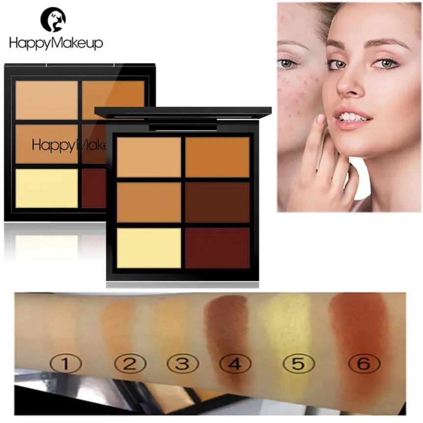 

6 Color Natural Professional Concealer Palette Pressed Face Make up Concealer Powder Foundation Facial Face Cream Makeup #S