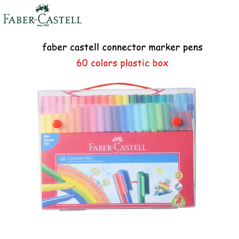 Faber Castell разъем маркер для детская клипса на Цветной картина эскизная ручка 10/20 Вт, 30 Вт/40/60/80 Цвета Aquarell маркер - Цвет: 60 color plastic box