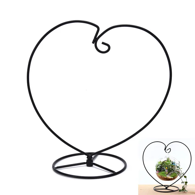 New 1Pcs Handmade Ball Vase Heart Shape Iron Stand Simple Stylish