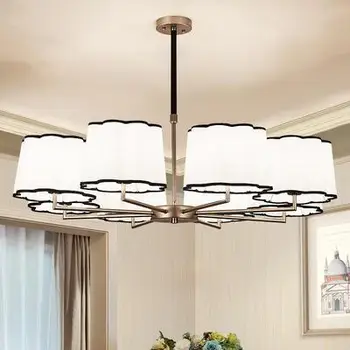 

Modern Nickel Led Chandeliers Lighting Living Room Flower Fabric Led Pendant Chandelier Lights Dining Room Hanging Lamp Fixtures