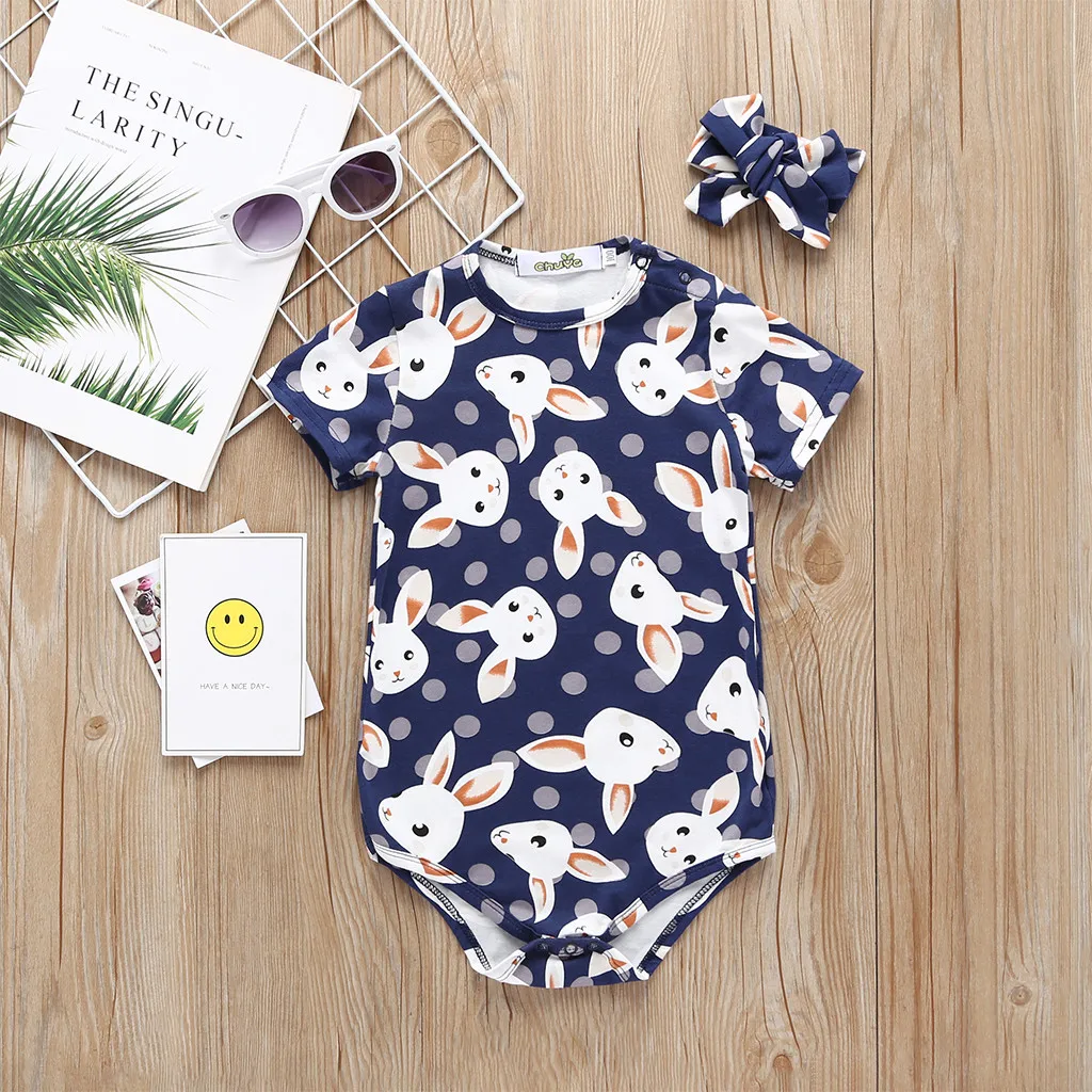 

Newborn Baby Girls Romper Infant Cartoon Rabbit Print Romper Playsuit Cute Rompers Baby Summer camiseta betis carters baby girl