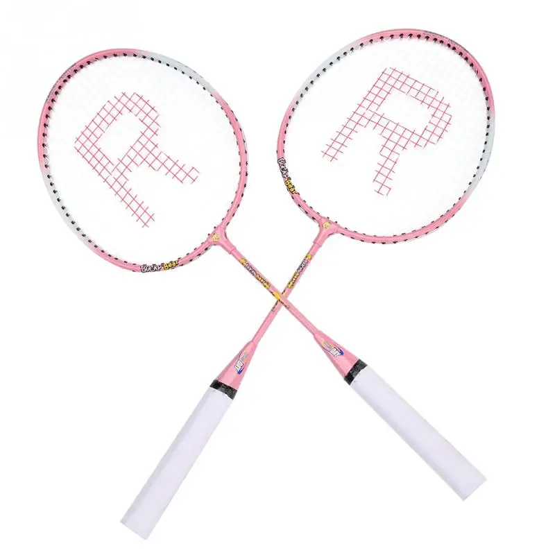 

2Colors Kids Teenager Cartoon Badminton Racket Durable Ferroalloy Light-weight Badminton Racket Racquet for Training Practice