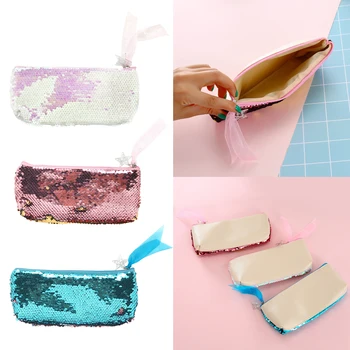 

FangNymph Fashion Glitter Mermaid Sequins Pencil Case Cosmetic Bag Double Color Pencil Bags Fashion Handbags stationery Bag