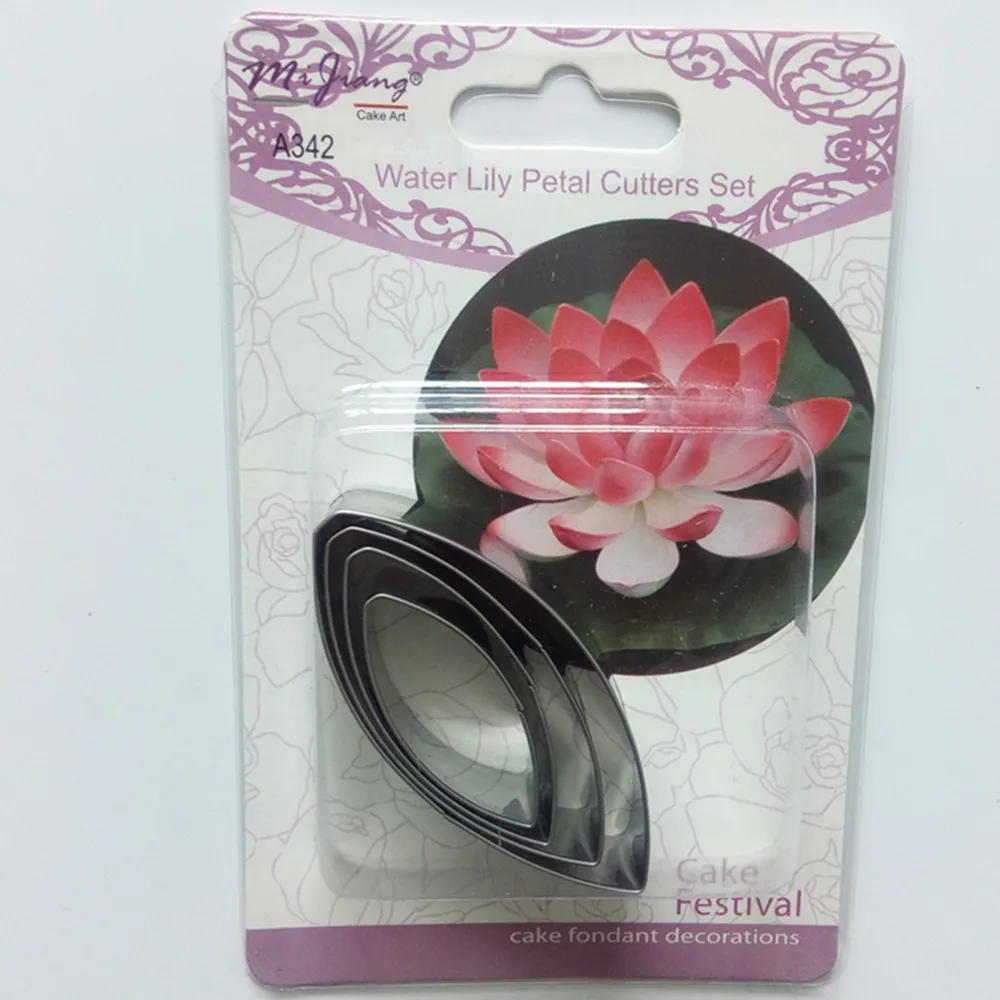 

Mijiang Cake Decorating Tools Water Lily Petal Cutters Set Stainless Steel Fondant Cutter Molds With Instructions A342