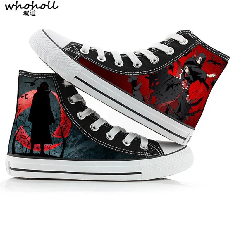 

WHOHOLL Unisex Anime Cos Naruto Sasuke Print Canvas Shoes Female Casual Plimsolls Canvas Vulcanize Shoes Man Womens Sneakers